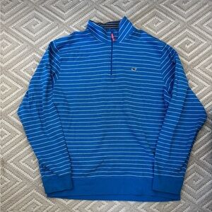 Vineyard Vines 1/4 Zip Pullover Sweater Men's XL Blue & White Stripe